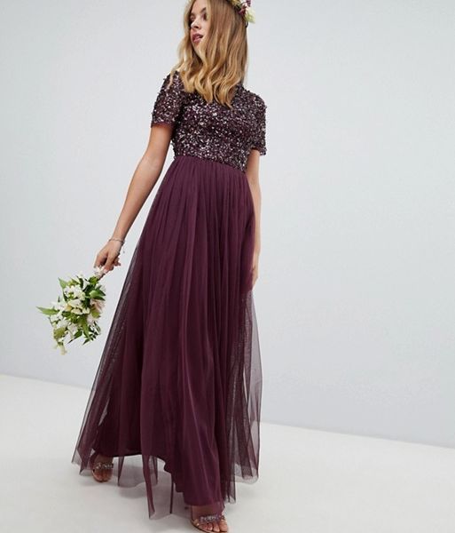 maya high neck maxi tulle dress