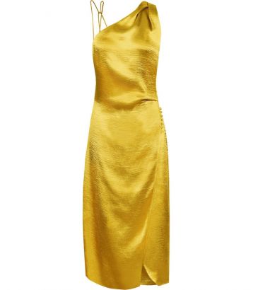 Reiss Positano Strappy Cocktail Dress Gold Metallic Yellow