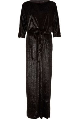 River Island Black velvet knot front split maxi dress