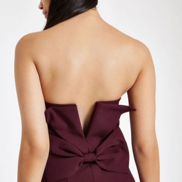 River Island purple bow bandeu bodyon dress