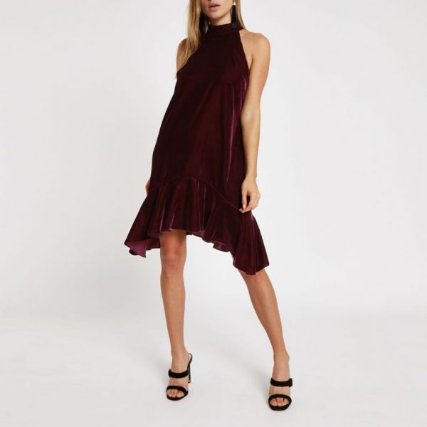 velvet halter neck dress