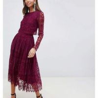 Asos burgundy hot sale lace dress