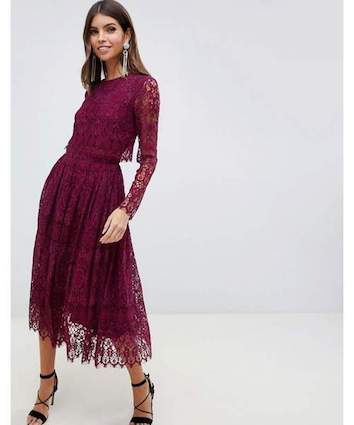 burgundy lace dress uk