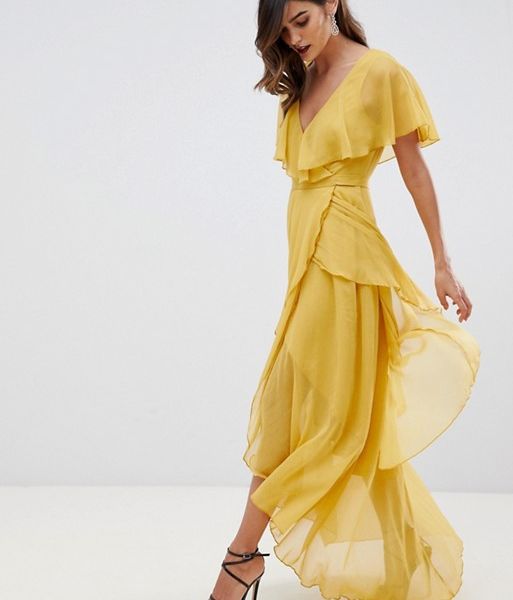 asos design yellow dress