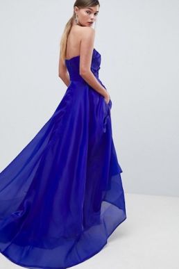 Bariano Full Maxi Dress With Origami Bust Detail Cobalt Blue