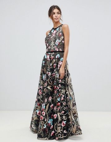 Bronx and Banco agata embroidered gown Black Multi