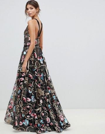 Bronx and Banco agata embroidered gown Black Multi