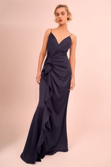 C/meo jagged waterfall gown Navy blue