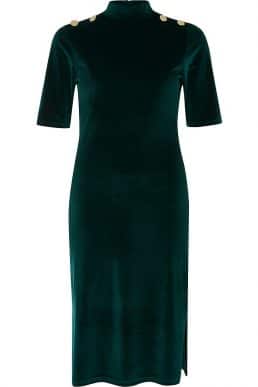 River Island Green velvet high neck bodycon dress