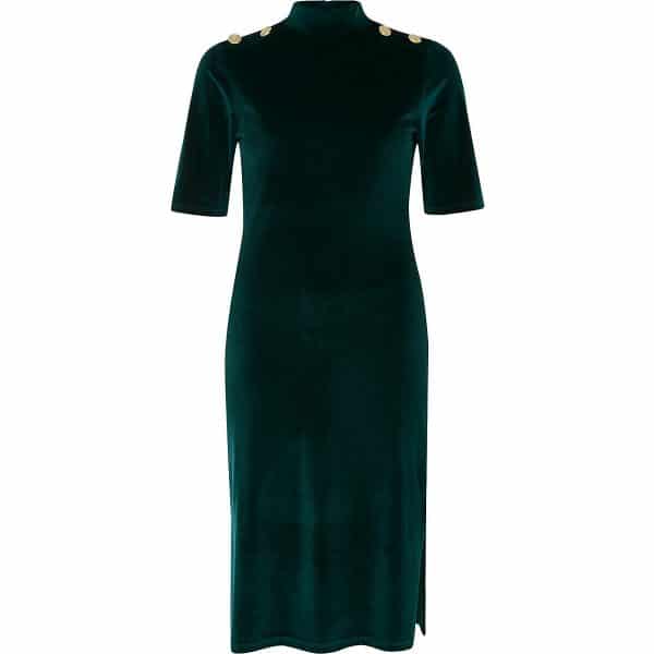 river island green velvet dress