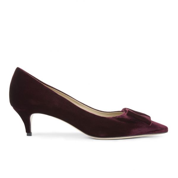 Hobbs Velvet Luna Court Shoe, Burgundy 