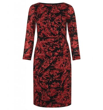 Hobbs Sacha Sleeve Print Dress Black Red