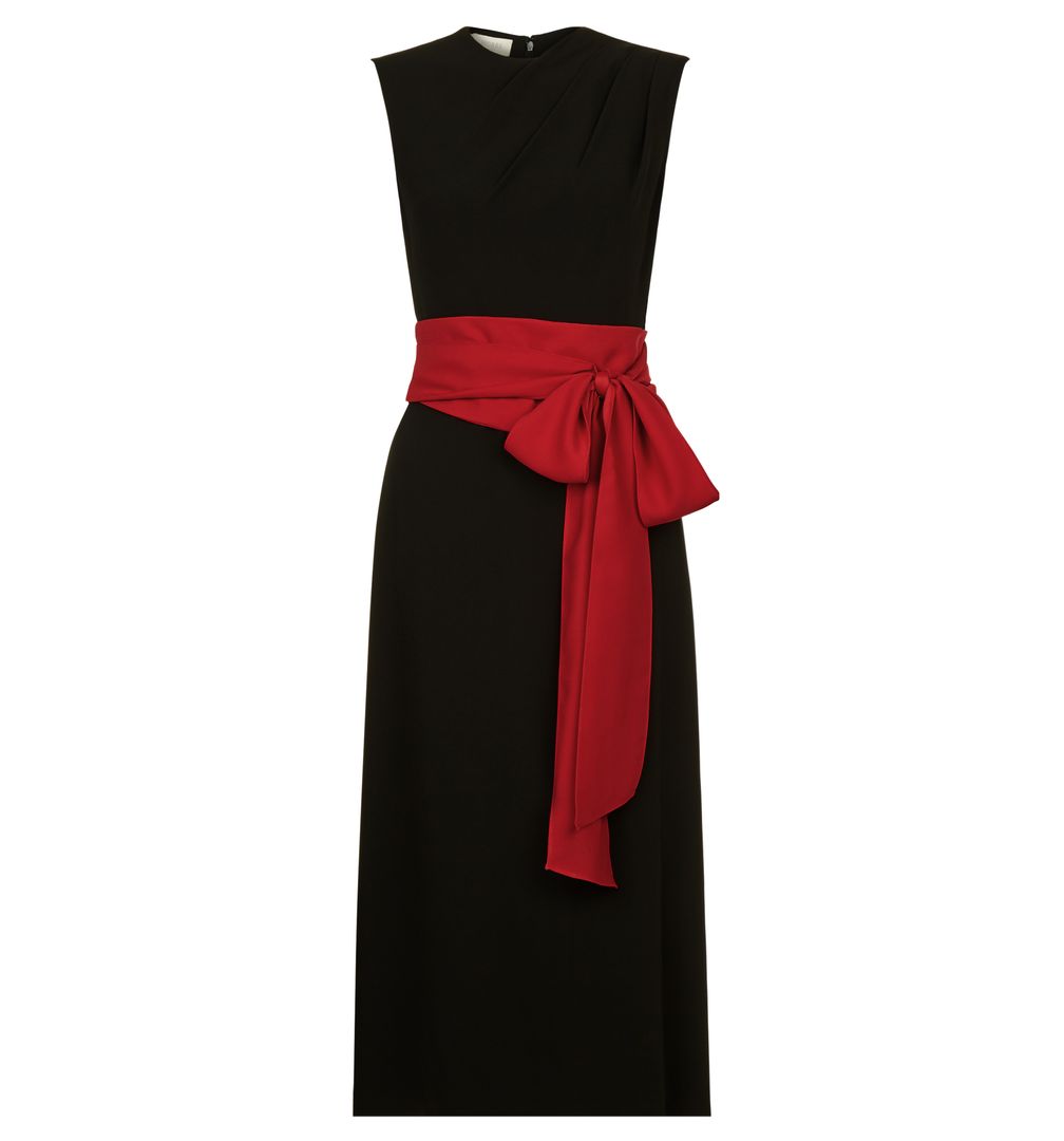 Black dress with red cheap sash