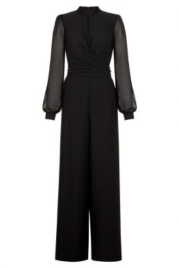 Hobbs Vera Mesh Sleeve Jumpsuit Black