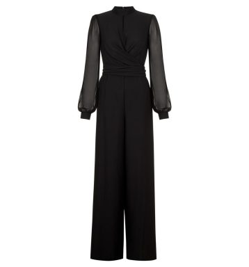 Hobbs Vera Mesh Sleeve Jumpsuit Black