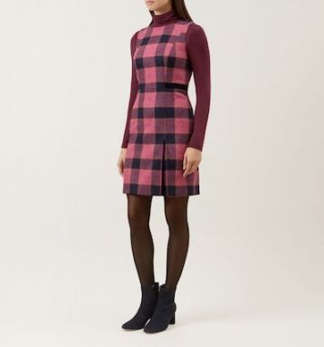 Hobbs Avery Check Shift Dress Pink Black