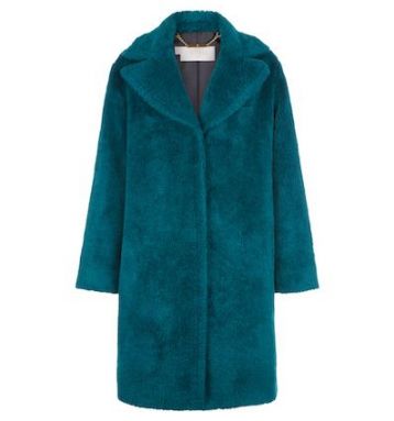 Hobbs Braidy Faux Fur Coat Celadon Green