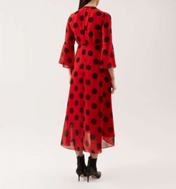 Hobbs Lilia Spot Print Sleeve Dress Red Black