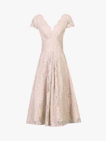 Jolie Moi Cap Sleeve Lace Prom Dress Oyester Cream