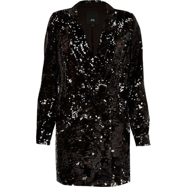 river island black sequin dress