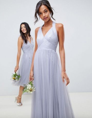 ASOS DESIGN soft tulle maxi dress dusty lilac