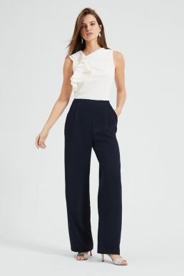 Phase Eight Maeve Frill Detail Jumpsuit Navy Ivory