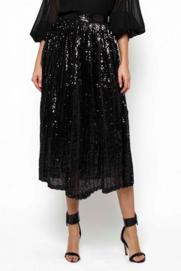 TFNC Boho Black Sequin Midi Skirt