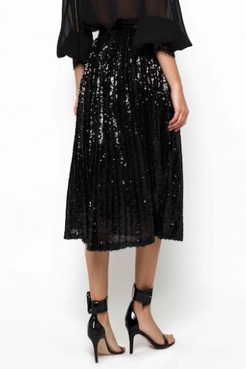 TFNC Boho Black Sequin Midi Skirt