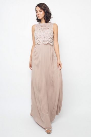 TFNC Camden Pleat Lace Maxi Bridesmaid Dress Pink Blush