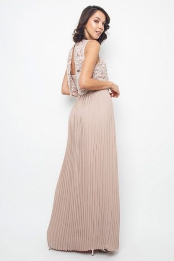 TFNC Camden Pleat Lace Maxi Bridesmaid Dress Pink Blush