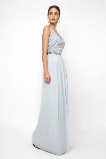 Lace & Beads Shae Sky Blue Maxi Dress Pale blue