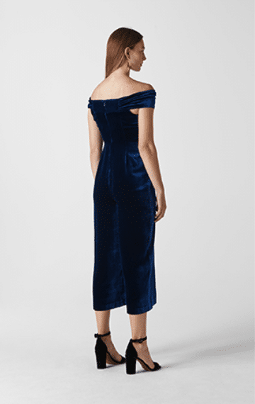 navy blue velvet jumpsuit