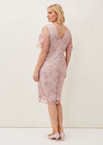 Phase Eight Harlow Sequin Lace Dress Pink