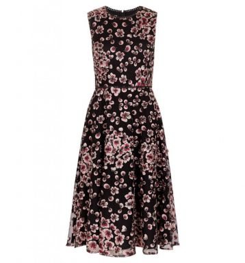 Hobbs Lilith Floral Dress Pink Black