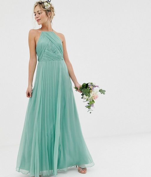 green maxi bridesmaid dress