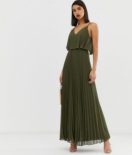 asos design pleated crop top midi dress