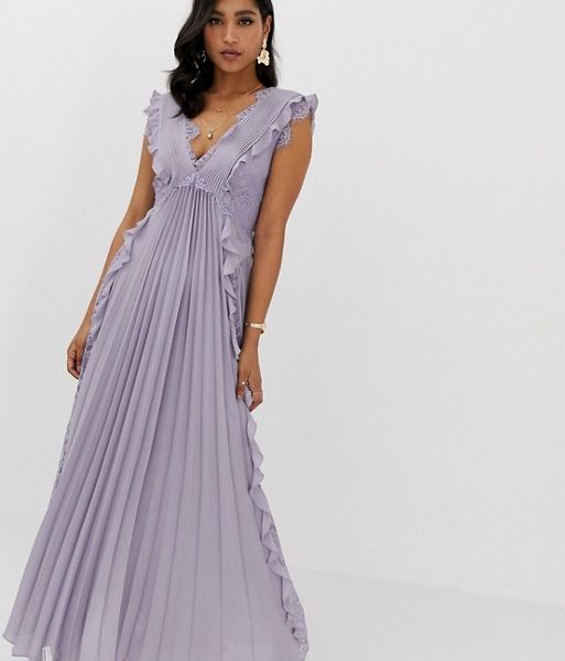 mauve lace maxi dress