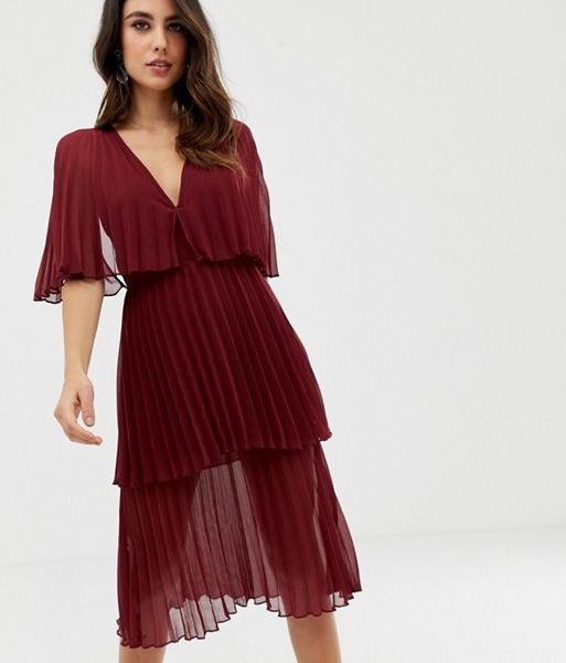 burgundy tiered dress