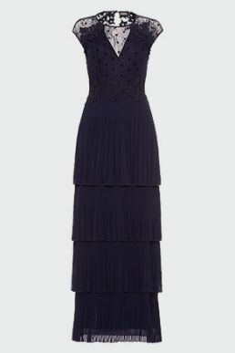 Phase Eight Oiriana Pleated Lace Dress Navy Blue