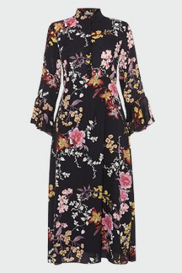 Phase Eight Claude Floral Midi Shirt Dress Black Multi