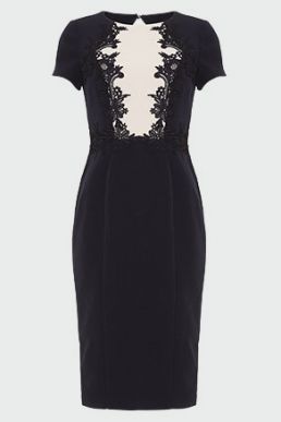 Phase Eight Phoebe Lace Bodice Dress Black White