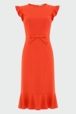 Phase Eight Stella Bow Detail Dress Bright Red Orange