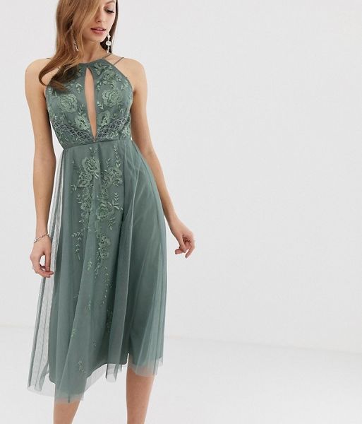 asos green midi dress