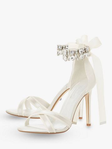 Dune Bridal Collection Mrs Crystal Ankle Tie Stiletto Sandals Ivory