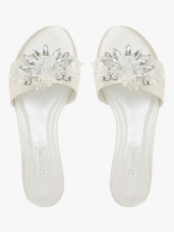 Dune Bridal Collection Newlywed Embellished Slide Sandals Ivory