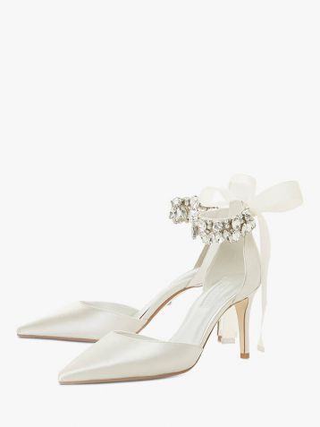 Dune Church Bridal Collection Stiletto Heel Court Shoes, Ivory Satin ...