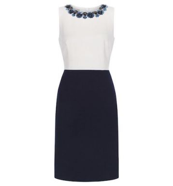 Hobbs Arizona Embellished Shift Dress Navy Ivory