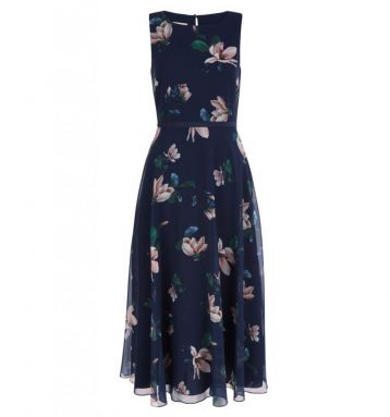 Hobbs Carly Floral Print Dress Navy Multi