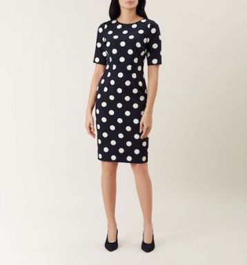 Hobbs Astraea Spot Shift Dress Navy Ivory