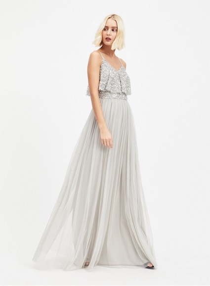 silver bridal maxi